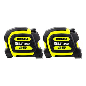 $11.98 – Kobalt Yellow Self Lock 2-Pack 25-ft Auto Lock Tape Measure – Lowest Price Ever at Lowe’s