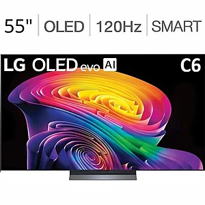 $999.99 – LG 55″ C6 Series OLED evo AI 4K Smart webOS TV (2026) Now at Best Buy/Amazon for