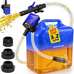 $19.99 – SEDY Battery-Operated Automatic Fuel Transfer Pump w/ Auto-Stop & 48″ Hose (Various Colors) –  + Free Shipping w/ Prime or on $35+