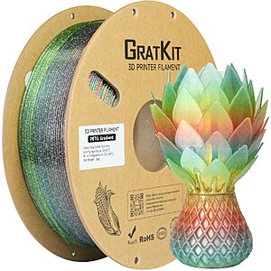 $15.39 – GratKit Glitter Rainbow PETG 1.75mm, 1KG with Code TKV2O8NR