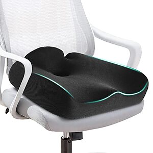 $15.98 – LALUCREATE Large Memory Foam Seat Cushion w/ Rear Cutout & Non-Slip Cover (Black) –  + Free Shipping w/ Prime or on $35+