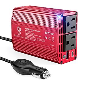 $23.09 – BESTEK 400W Car Power Inverter 12V to 110V Car Charger Plug Adapter Red + Free Shipping