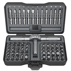 $10.44 – STREBITO 67-in-1 Magnetic Ratcheting Screwdriver Set w/ Detachable T-Handle & S2 Steel Bits —  + Free Shipping w/ Prime or on $35+