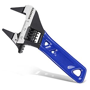 $8.54 – Prime Members: WORKPRO 4″ Stubby Adjustable Wrench w/ Thin Jaws (Blue) –  + Free Shipping