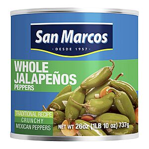 $1.63 – San Marcos Whole Jalapeno Peppers, 26 Ounce – Best Price Yet on Amazon