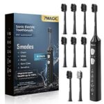 $10.49 – 7MAGIC Sonic Electric Toothbrush w/ 8 Brush Heads & 180-Day Runtime (Black)  + Free Shipping w/ Prime or on $35+