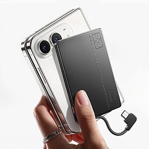 $17.99 – Lisen 0.2″ Ultra-Slim Portable Charger & Power Bank w/ Built-In USB-C Cable (Black) –  + Free Shipping w/ Prime or on $35+