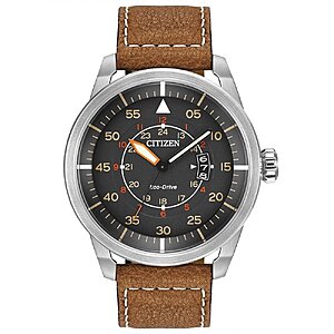 $184.66 – Citizen Men’s Eco-Drive 3-Hand Date Avion Watch with Leather Strap (Style: AW1361:10H)