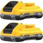 $117.90 – * | 2-Pack DEWALT 20V MAX XR POWERPACK 4Ah Lithium-Ion Batteries (DCB2104-2) at Amazon