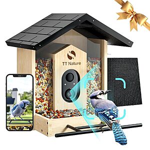 $29.99 – 1.5L TT Nature Solar Smart Bird Feeder w/ 1080P AI Camera – 50% off with Promo Code QQR7Q2P3