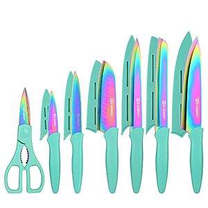 $12.99 – 13-Piece KATISUN Titanium Kitchen Knife Set w/ Blade Guards (2 Colors) –  + Free Shipping w/ Prime or on $35+