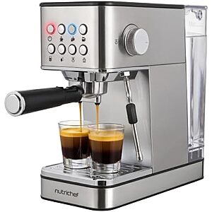 $67.99 – | NutriChef 20-Bar Espresso Maker With Milk Frother at Amazon