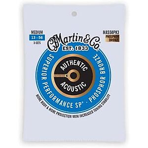 $11.99 – | Martin Authentic Acoustic Guitar Strings – 3 Pack – Superior Performance 92/8 Medium at Amazon