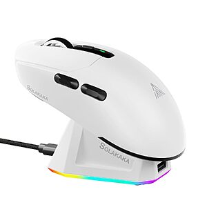 $14.94 – Solakaka SM820 24000-Dpi Wireless Gaming Mouse w/ RGB Charging Dock & PAW3311 Sensor (White) – Lowest Price Ever at Amazon