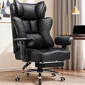 $129.99 – COMHOMA Big & Tall Gaming Chair w/ Footrest & Lumbar Support (Jet Black) –  + Free Shipping