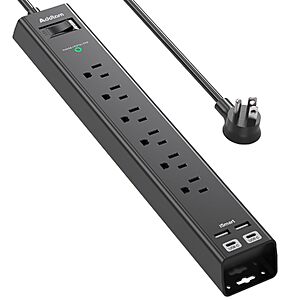 $9.99 – 5′ 900J Addtam 10-Outlet Surge Protector Power Strip & Flat Plug  & More + Free Shipping w/ Prime or on $35+