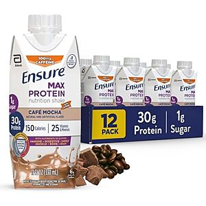 $14.80 – SnS, AC * | 12-Pack 11-Oz Ensure Max Protein Nutrition Shake (Cafe Mocha) at Amazon
