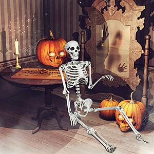 $29.99 – GIANTEX 5.4 Ft Halloween Skeleton, Life Size Realistic Human Bones, PP Material, Seven Adjustable Joints
