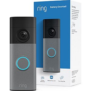 $44.99 – Ring Battery Doorbell 2K (newest model) Retinal 2K with wide-angle video, up to 6x Enhanced Zoom, Two-Way Talk, and Built-In Battery, Speckled Gray