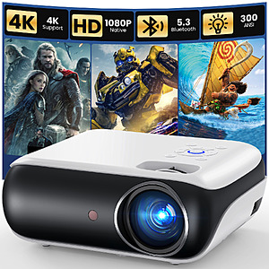 $30.00 – HAPPRUN Native 1080P Bluetooth Projector $30 + Free Shipping