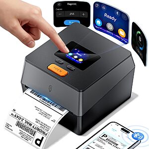 $69.99 – Phomemo Shipping Label Printer with Touchable Screen & Built-in Label Bin | 4×6 Bluetooth Thermal Printer, D420D Label Printer