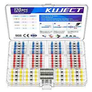 $5.99 – Kujet Heat Shrink Solder Seal Wire Connectors Kit 120PCS | 26-10 AWG Waterproof Electrical Connectors