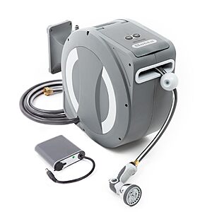 $111.93 – Betta EaseReel Battery-Powered Retractable Garden Hose Reel, 78ft x 1/2″