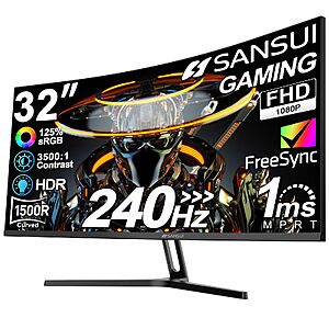 $180.00 – $180 FS Amazon SANSUI 32 Inch Curved 240Hz Gaming Monitor High Refresh Rate, FHD 1080P