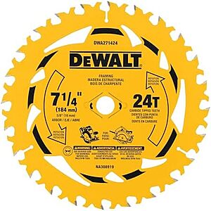 $7.98 – * | 7-1/4″ DEWALT Circular Saw Blade at Amazon