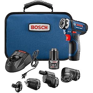 $141.54 – * | Bosch 12V Flexiclick 5-In-1 Cordless Multi-Head Electric Screwdriver Drill Set at Amazon