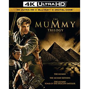 $19.99 – The Mummy Trilogy – 4K Ultra HD + Blu-ray + Digital 4K UHD  Amazon.com