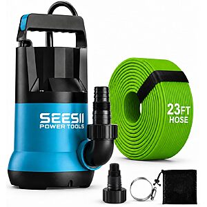 $47.99 – Seesii 1HP 4755 GPH Submersible Water Pump w/ 23′ Hose  + Free Shipping