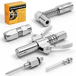 $11.99 – Ecarke 12000 PSI Grease Gun Coupler Kit w/ Quick-Release, 90° Adapter & Needle Tips — Lowest Price Ever at Amazon with Promo Code