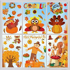 $3.58 – 10-Sheet MISS FANTASY Thanksgiving Fall Window Clings  + Free Shipping w/ Prime or on $35+