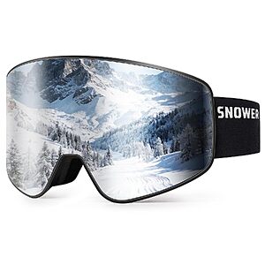 $16.99 – SNOWER OTG Magnetic Interchangeable Lens Ski Goggles (Black/Silver) at Record Low Price with Free Shipping