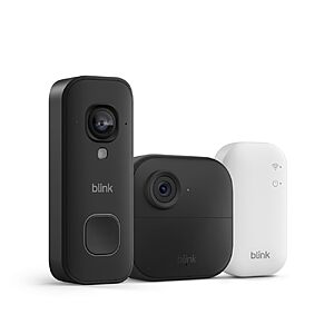 $30.99 – Blink Outdoor 4 and Wired Doorbell 2K+ (newest model) — Two-year battery 1080p camera and 2K hardwired doorbell. Sync Module Core included — 1 Camera + Doorbell (Black)