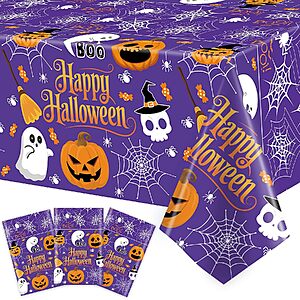 $4.49 – 3-Pack 54″ x 108″ Halloween Plastic Tablecloths (Orange & Purple) – Lowest Price Ever at Amazon