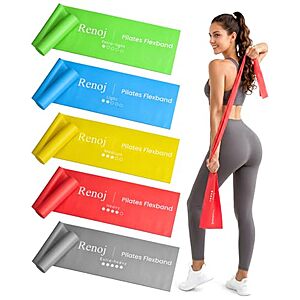 $5.99 – Renoj 5-Pack Latex-Free TPE Pilates Resistance Bands Set (various) on Sale for  + Free Shipping