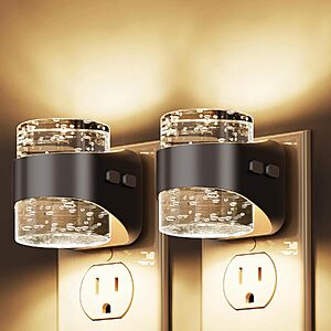 $7.59 – 2-Pack L LOHAS LED Dimmable Wall Plug Bubble Night Lights w/ Light Sensor (Black Bubble-3000K) – 50% off with promo code IS8T9FBR