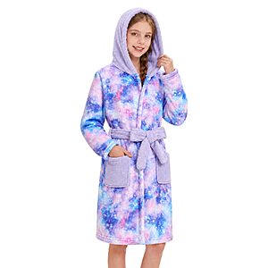 $12.99 – JiAmy Girls Hooded Fleece Robe (Various) – 50% off with Promo Code FAVAU7H9