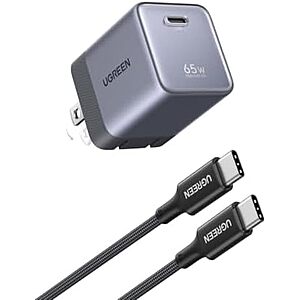 $23.99 – * | UGREEN Nexode Air 65W USB C GaN Wall Charger + 3.3′ Cable at Amazon