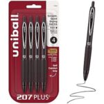 $3.64 – * | 4-Pk uniball 207 Plus+ Retractable Gel Pens (Medium Point, 0.7mm, Black) at Amazon