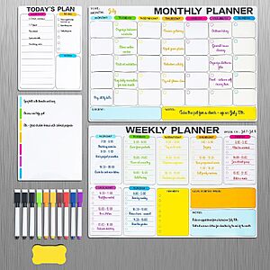 $7.49 – 4-Pack M&G 16.5×12″ Magnetic Dry Erase Whiteboard Calendar Set for Fridge  + Free Shipping w/ Prime or on $35+