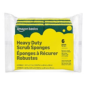 $2.27 – Amazon Basics Heavy Duty Dual-Sided Scrub Sponges 6-Pack at Each