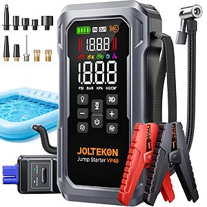 $66.29 – Joltekon 6000A 160PSI 9-in-1 Car Battery Jump Starter with Air Compressor & Air Blower – $64.99