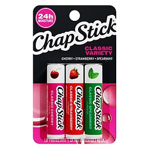 $2.33 – 3-Pack 0.15-Oz ChapStick Classic Lip Balm Sticks (Cherry, Strawberry & Spearmint)  w/ S&S + Free Shipping w/ Prime or on $35+