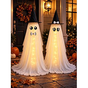 $10.49 – 2-Pack 59″ HOMELEX Lighted Halloween Bride & Groom Ghost Outdoor Decorations  + Free Shipping w/ Prime or on $35+