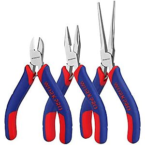 $9.99 – * | 3-Pc WORKPRO Mini Pliers Set (4″ Diagonal, 5″ Long Nose, and 6″ Needle Nose) at Amazon