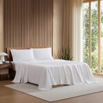 $20.00 – $20* | Lacoste 100% Cotton Percale 3-Piece Sheet Set, White, Twin XL at Amazon