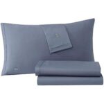 $32.00 – $32 | 4-Pc Lacoste 100% Cotton Percale Sheet Set (Queen, Vintage Indigo) at Amazon